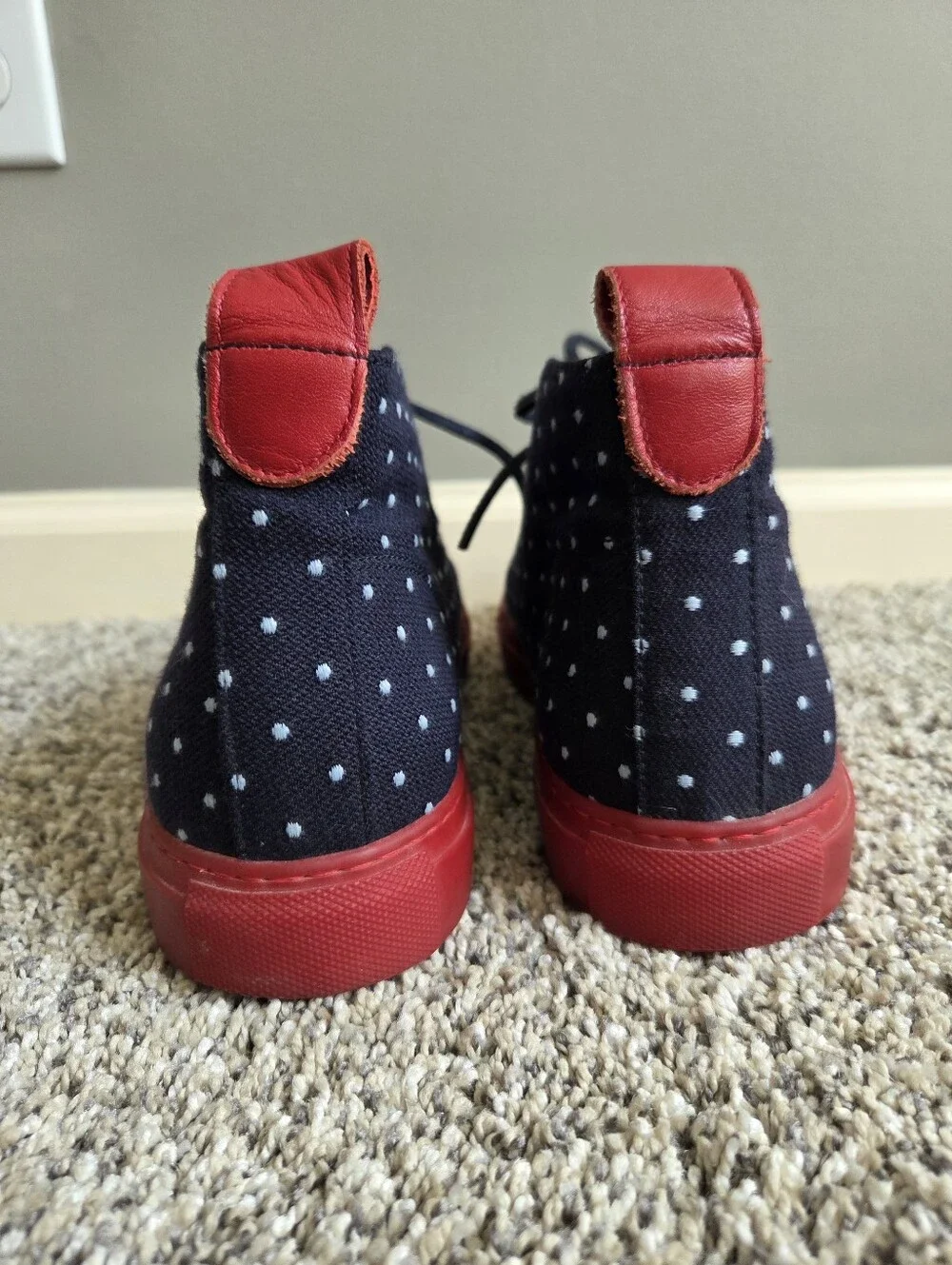 Del Toro Men's Alto Sunbrella‎ Leather Dot High Top Italy Chukka Sneakers Size 9